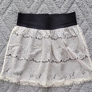 Elegant Lace Skirt with Black Waistband